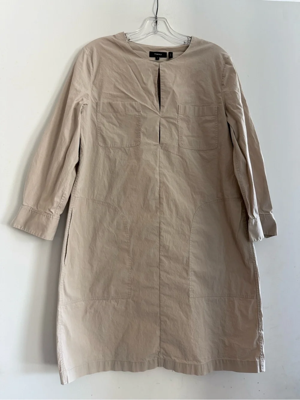 Theory light clay jullitah B Minimalist Poplin Fabric Dress Size 10